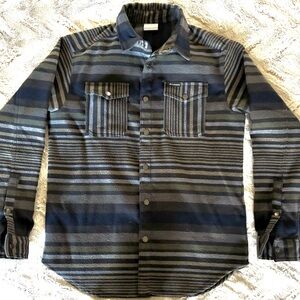Columbia heavyweight flannel Men's Navy and Gray Striped Shirt